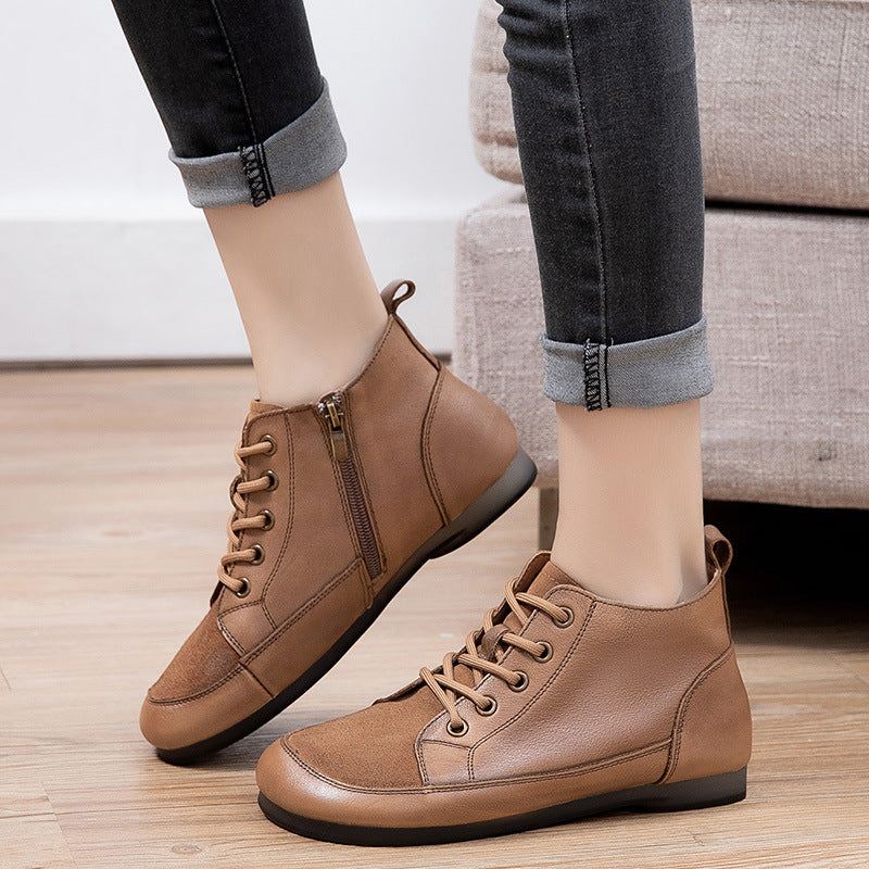 Kobiety Retro Wiosna Skórzany Zamek Przypadkowi Buty