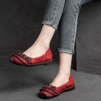 Kobiety Wiosna Lato Rocznika Kwiatowe Skórzane Buty Casual