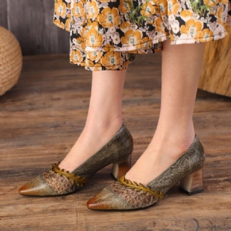 Kobiety Wiosna Lato Skórzane Retro Szpilki Przypadkowi Buty