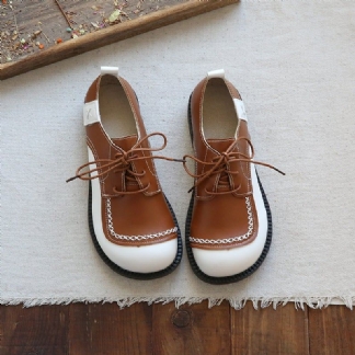 Kobiety Wiosna Retro Skórzane Patchwork Przypadkowi Buty