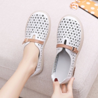 Letnie Wydrążone Skórzane Miękkie Buty W Stylu Retro