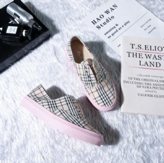 Płócienne Płaskie Buty W Kratę