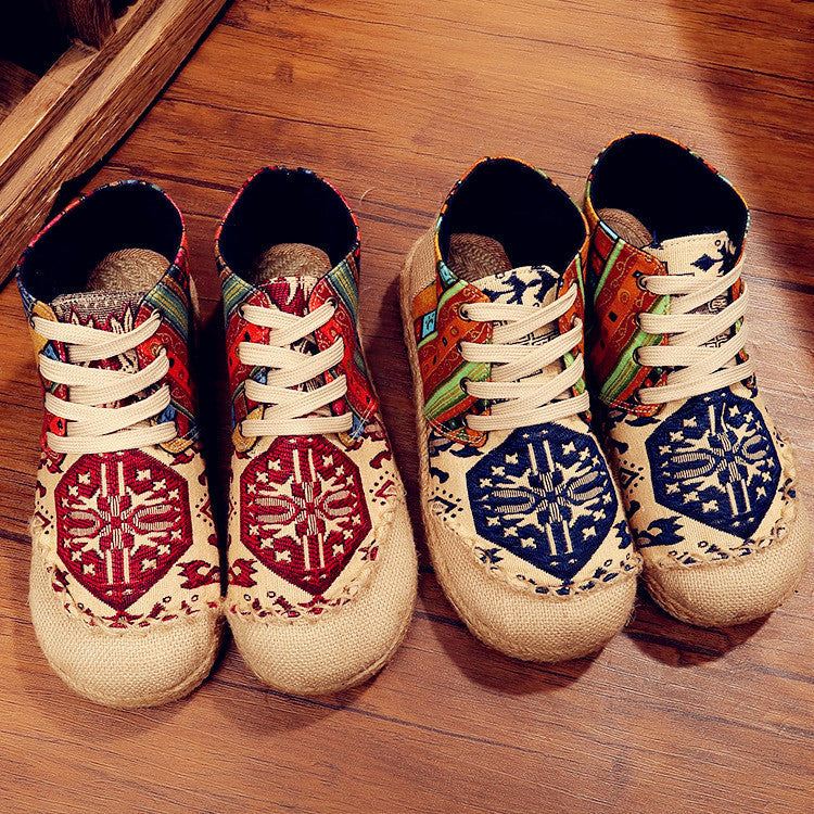 Plus Rozmiar Wiosna Lato Retro Haft Lniane Buty W Stylu Casual