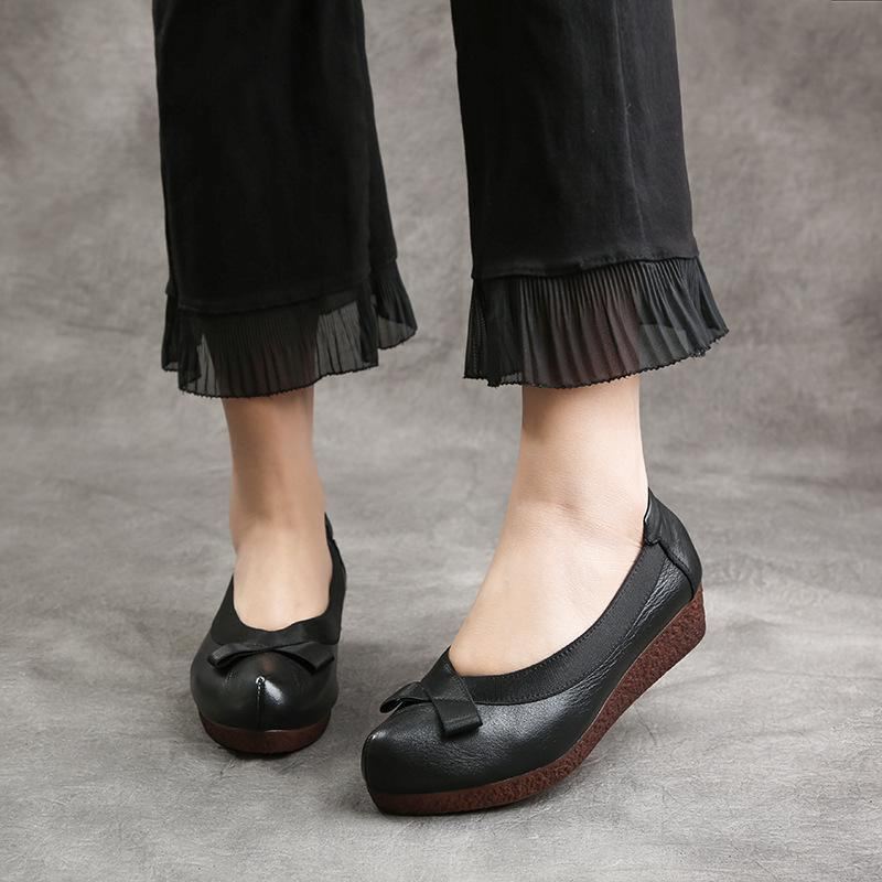 Retro Miękka Podeszwa Skórzane Wygodne Buty Na Co Dzień