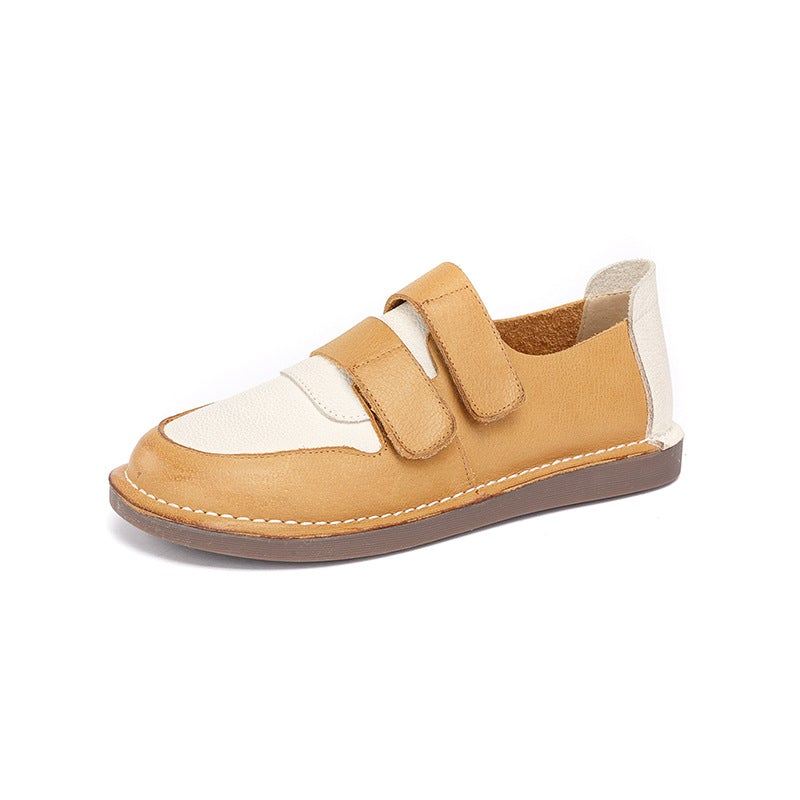 Wiosenne Damskie Skórzane Buty Na Rzepy W Stylu Retro