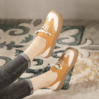 Wiosenne Damskie Skórzane Sznurowane Buty W Stylu Retro