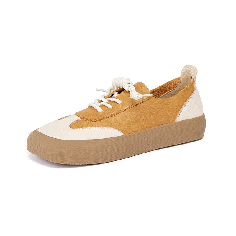 Wiosenne Damskie Skórzane Sznurowane Buty W Stylu Retro