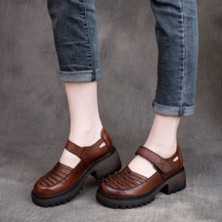 Wiosna Lato Hollow Skórzane Buty W Stylu Vintage
