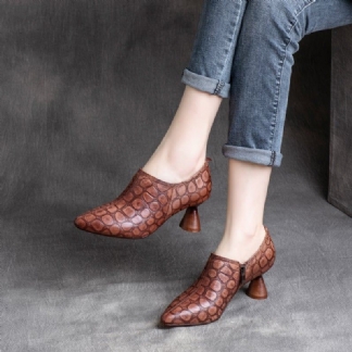 Wiosna Retro Klin Skórzany Zamek Przypadkowi Buty