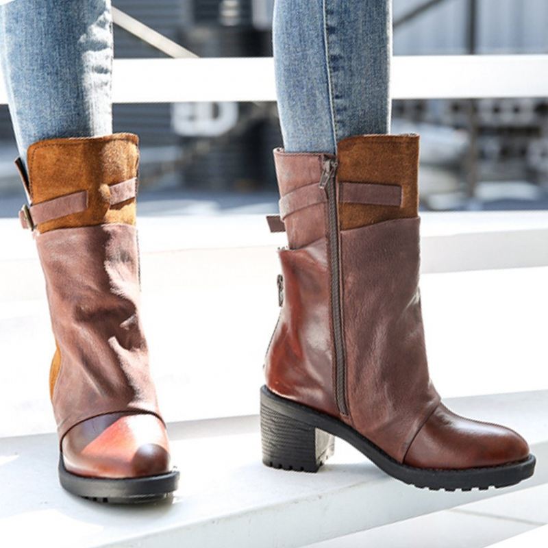 Buty Motocyklowe Z Blokami Kolorów Jesienno-zimowych