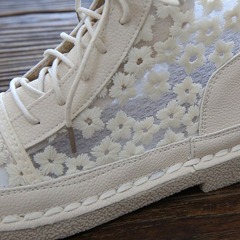Daisy Haftowane Mesh Oddychające Płaskie Sandały Buty