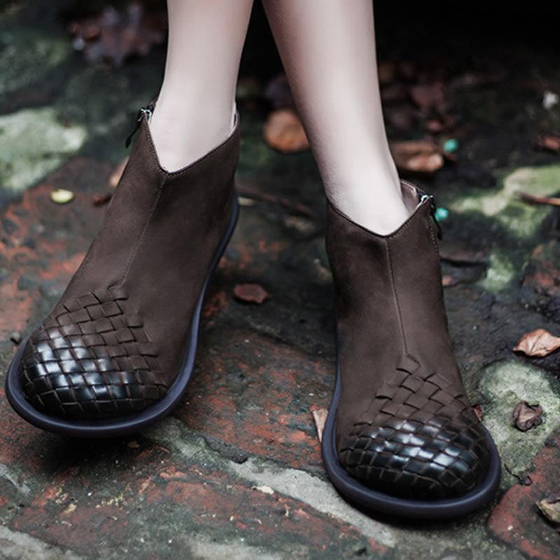 Damskie Modne Buty Z Okrągłym Noskiem W Stylu Retro