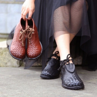 Hollow W Stylu Etnicznym Retro Ręcznie Robione Skórzane Buty