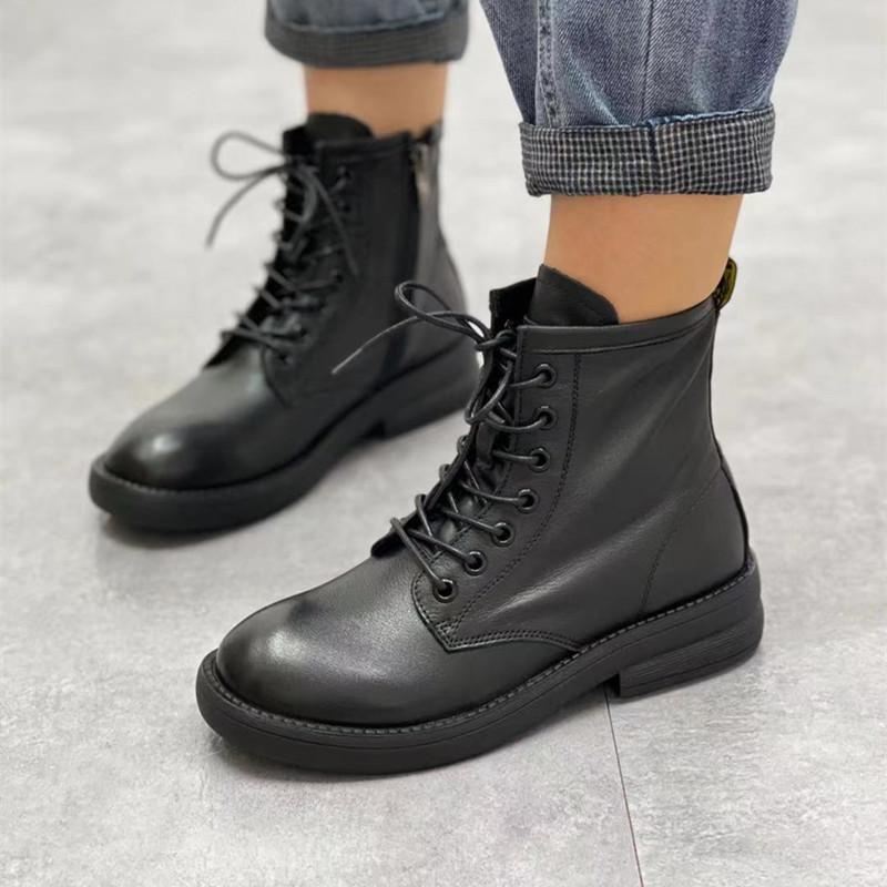 Jesienne Buty Antypoślizgowe Z Miękkiego Sznurowania W Stylu Vintage