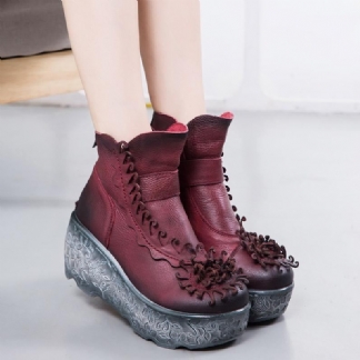 Jesienno-zimowa Platforma Na Koturnie Damskie Buty W Stylu Retro