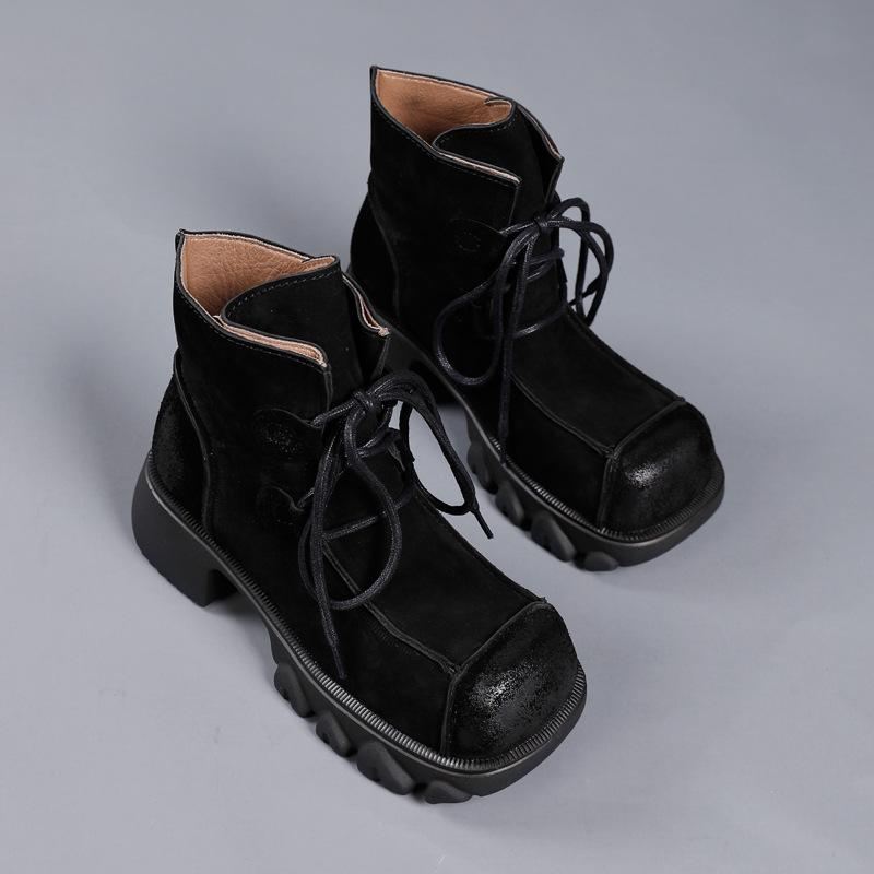 Jesienno-zimowa Retro Ręcznie Robione Skórzane Buty Na Co Dzień