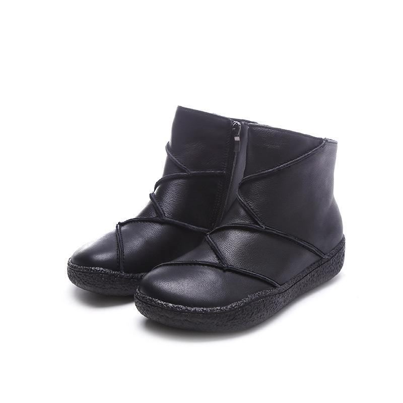 Jesienno-zimowe Płaskie Szwy Skórzane Buty Damskie