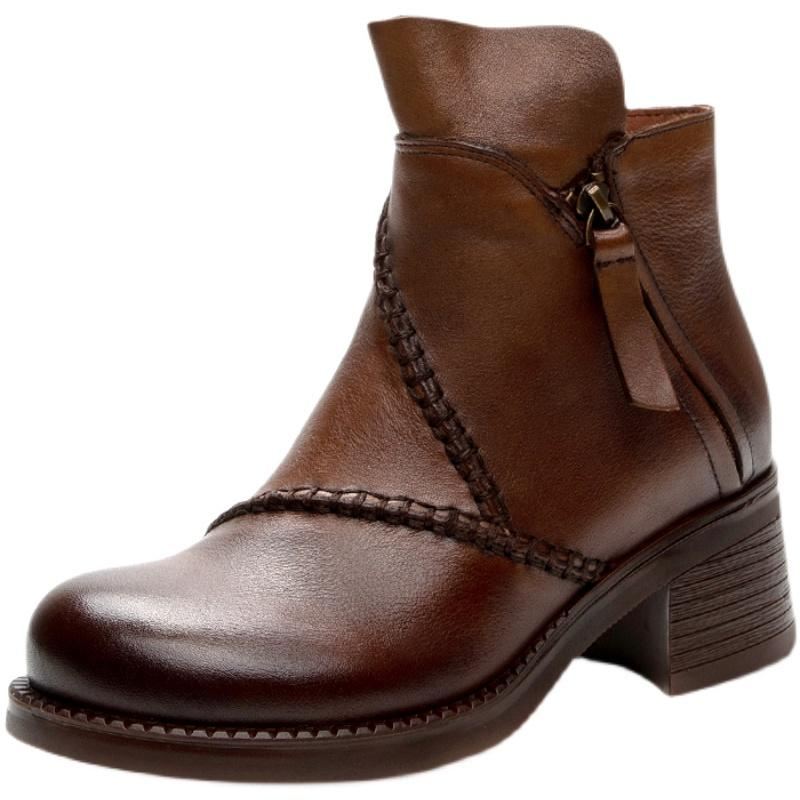 Jesienno-zimowe Ręcznie Robione Skórzane Buty Retro