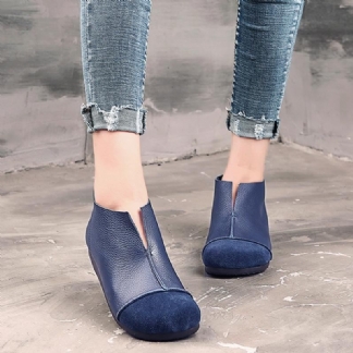 Kobiety Jesień Retro Skórzane Niebieskie Buty