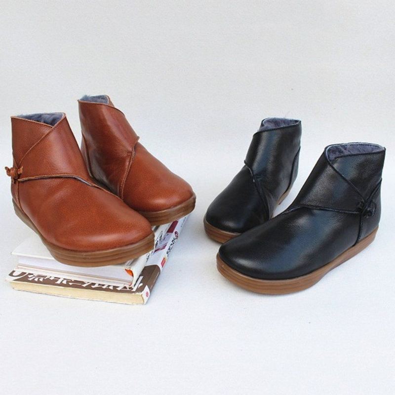 Moda Damska Skórzane Pluszowe Botki Buty
