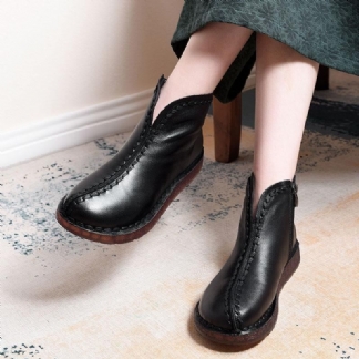Skórzane Buty W Stylu Vintage W Stylu Etnicznym Miękkie Damskie Botki (dodane Pluszowe Style)