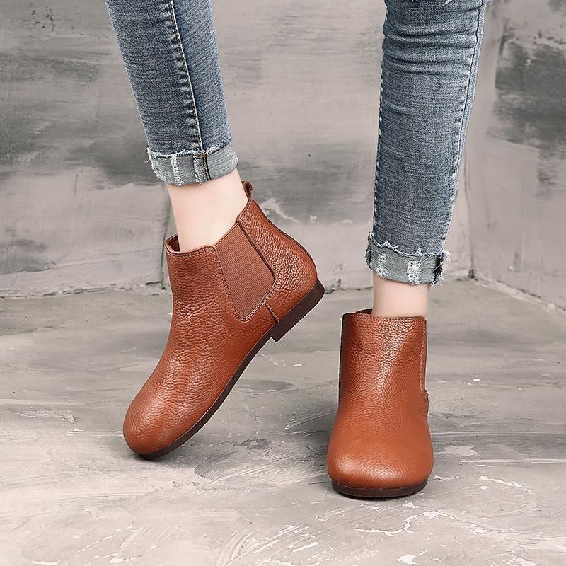 Vintage Ręcznie Robione Krótkie Buty Płaskie Literackie Buty Bawełniane