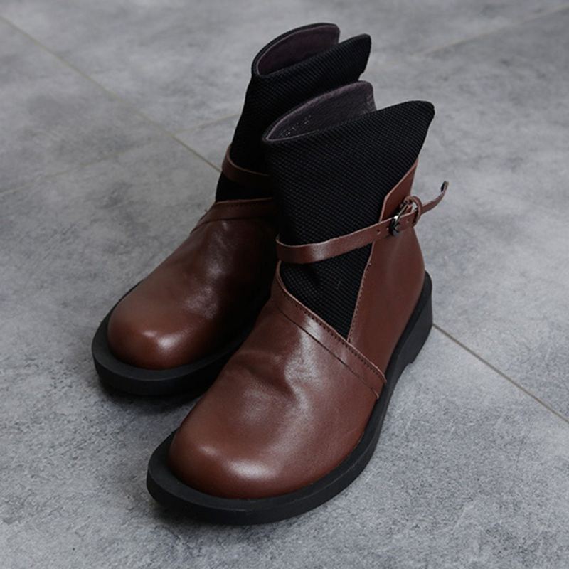 Vintage Skórzane Buty Z Panelami Martin