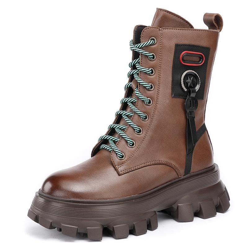 Zimowe Buty W Stylu Vintage Z Pluszowej Skóry Na Co Dzień